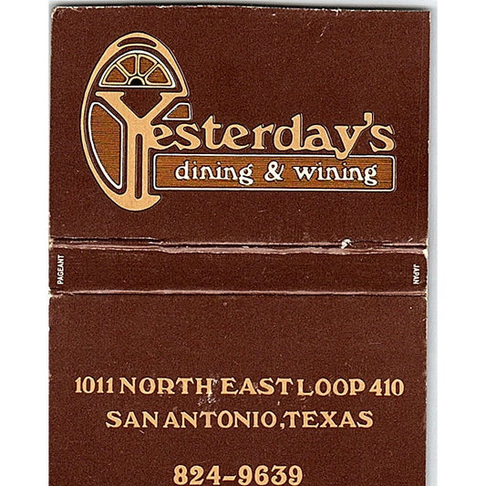 Yesterday's Dining & Wining San Antonio TX Vintage Matchbook MM5-8
