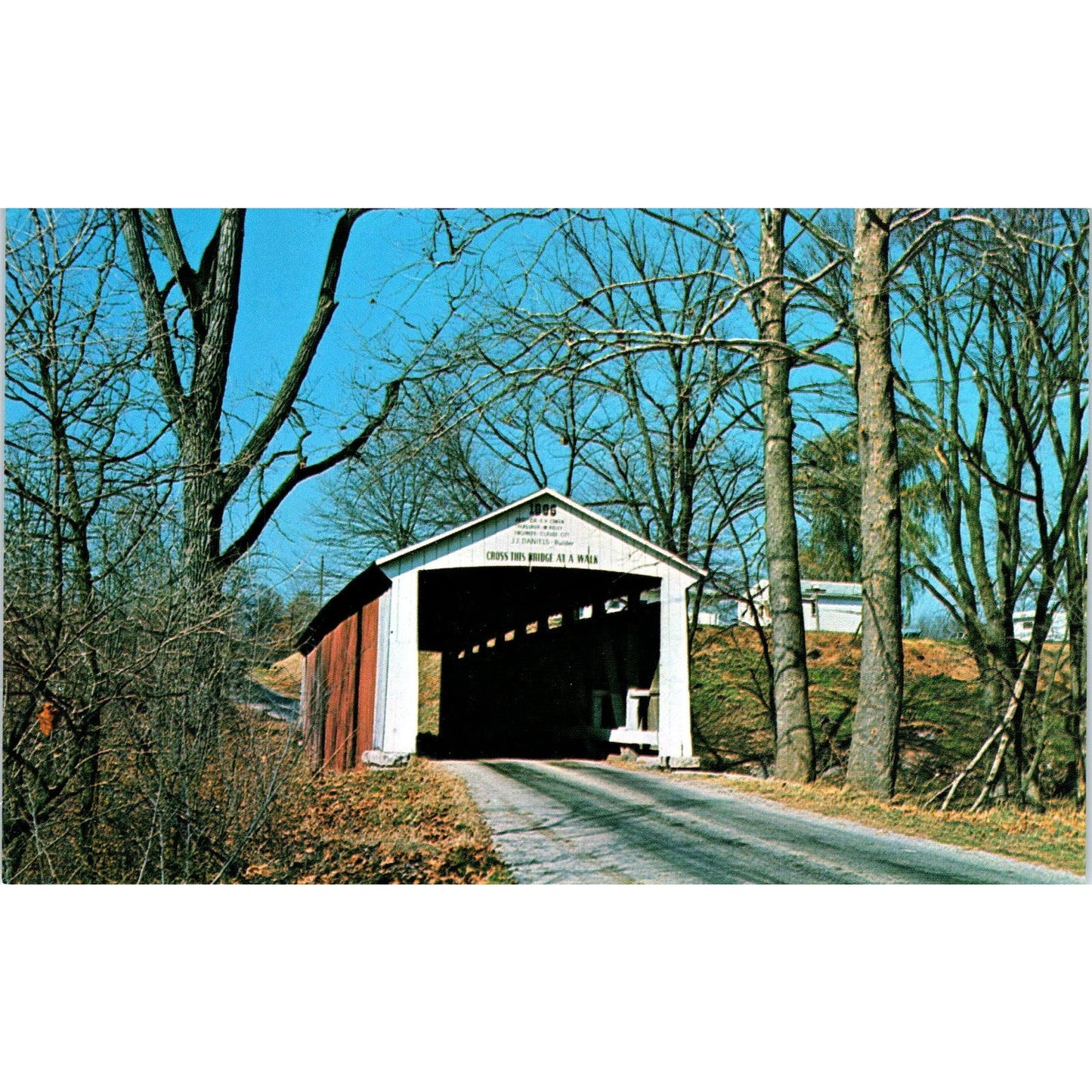 Parke County IN 24 Melcher Bridge Vintage Covered Bridge Postcard PD6