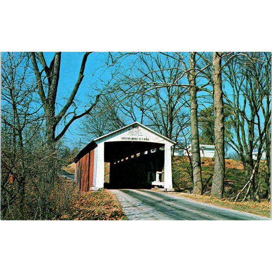 Parke County IN 24 Melcher Bridge Vintage Covered Bridge Postcard PD6