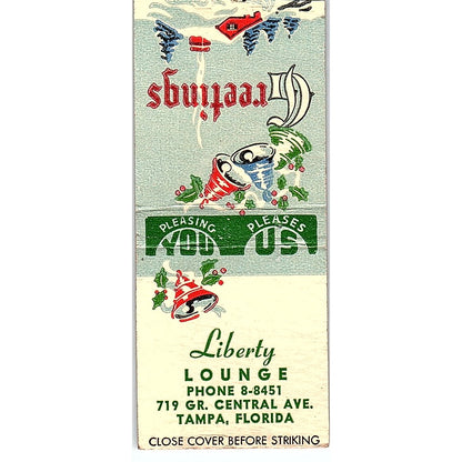 Liberty Lounge Christmas Greetings Tampa FL Vintage Matchbook Cover SC7-Y2