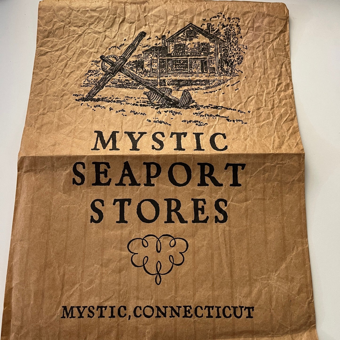 1960s Mystic Seaport Stores Shopping Bag Mystic Connecticut 10x13" SAI1-2