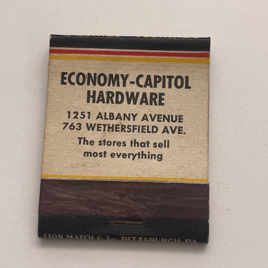Economy-Capitol Hardware 763 Wethersfield Ave Hartford Matchbook Cover TB8-MB2-6
