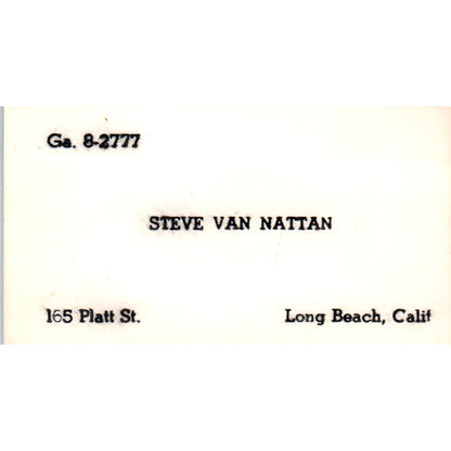 Steve Van Nattan Long Beach CA Vintage Business Card SD8-B16