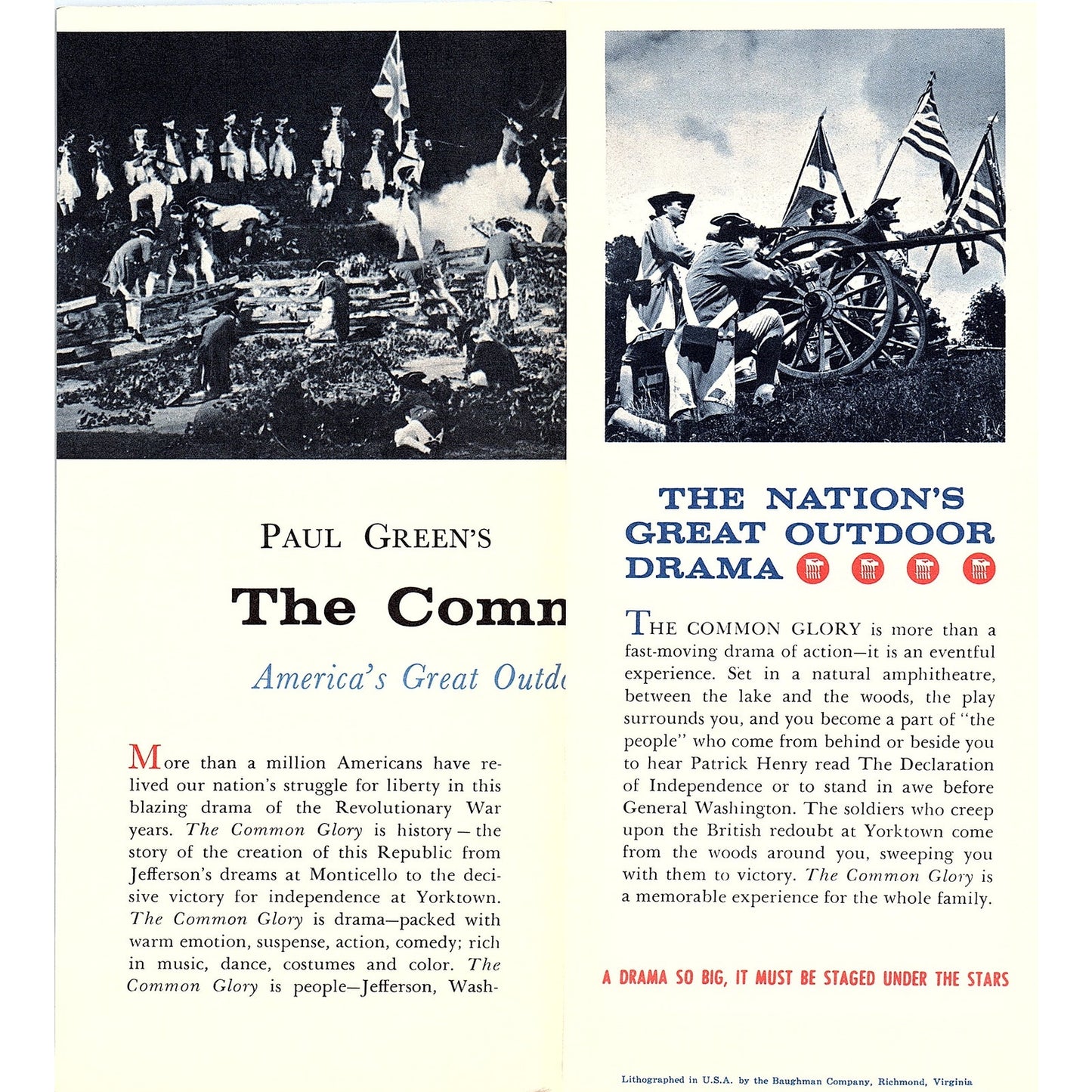 The Common Glory Williamsburg American Revolution 12966 Season Brochure TH2-TB3