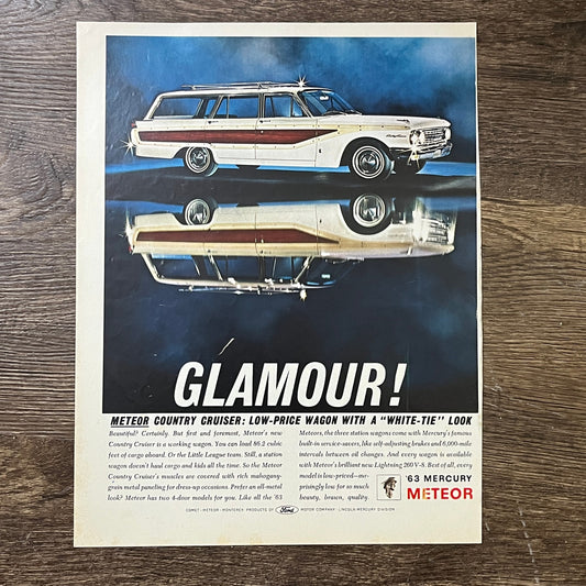 1963 Ford Mercury Meteor Glamour Station Wagon Magazine Ad 10x13 V3