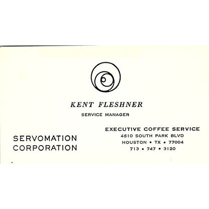 Kent Fleshner Executive Coffee Service Houston Vintage Business Card SD9-B6