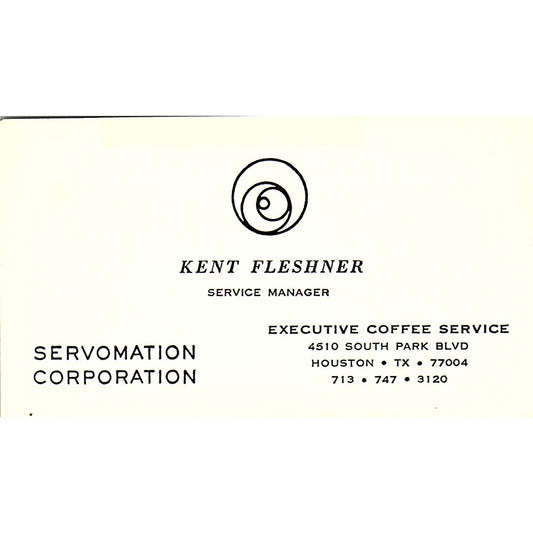 Kent Fleshner Executive Coffee Service Houston Vintage Business Card SD9-B6