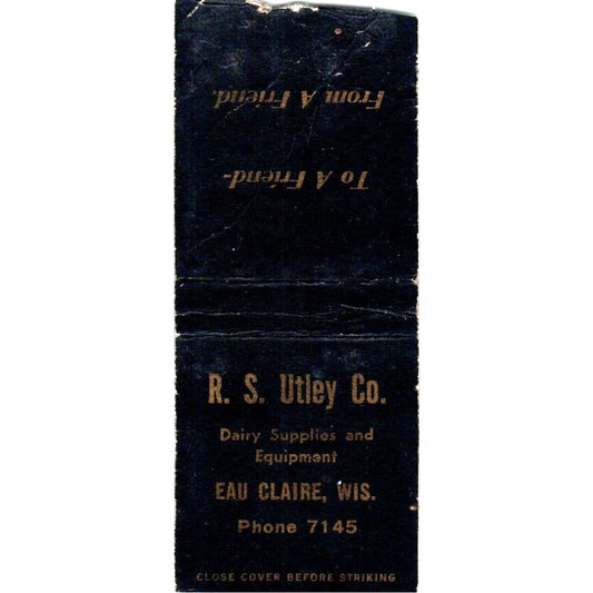 R.S. Utley Co. Eau Claire WI Vintage Matchbook Cover SD4-Y14
