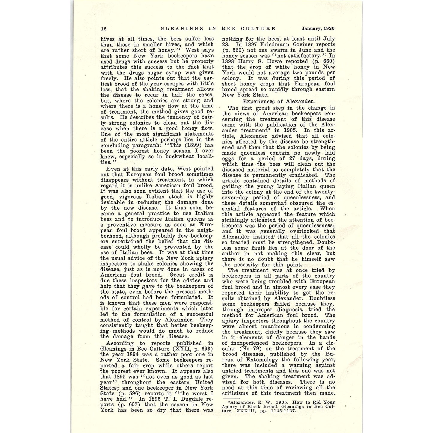 European Foul-Blood Treatment Dr. E.F. Philips Beekeeping 1926 Article AG3-9