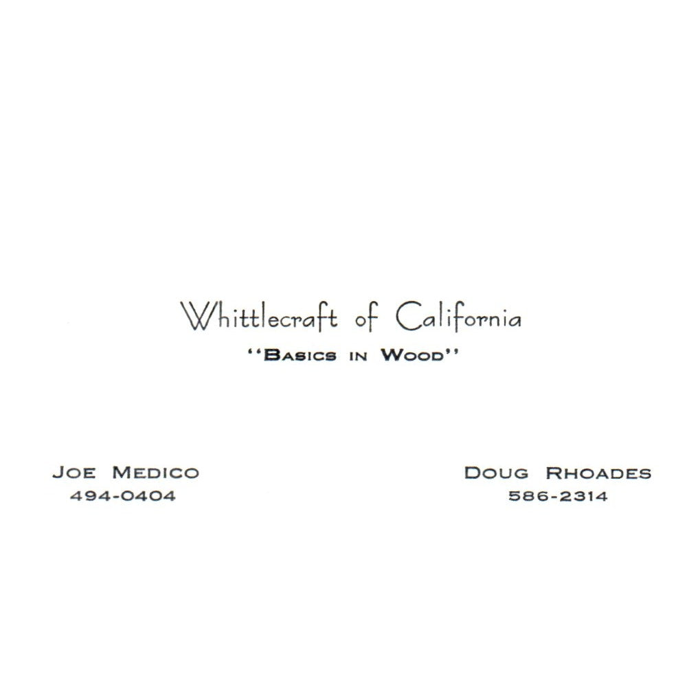 Joe Medico 494-0404 Doug Rhoades 586-2314 CA Vintage Business Card SF3-B1