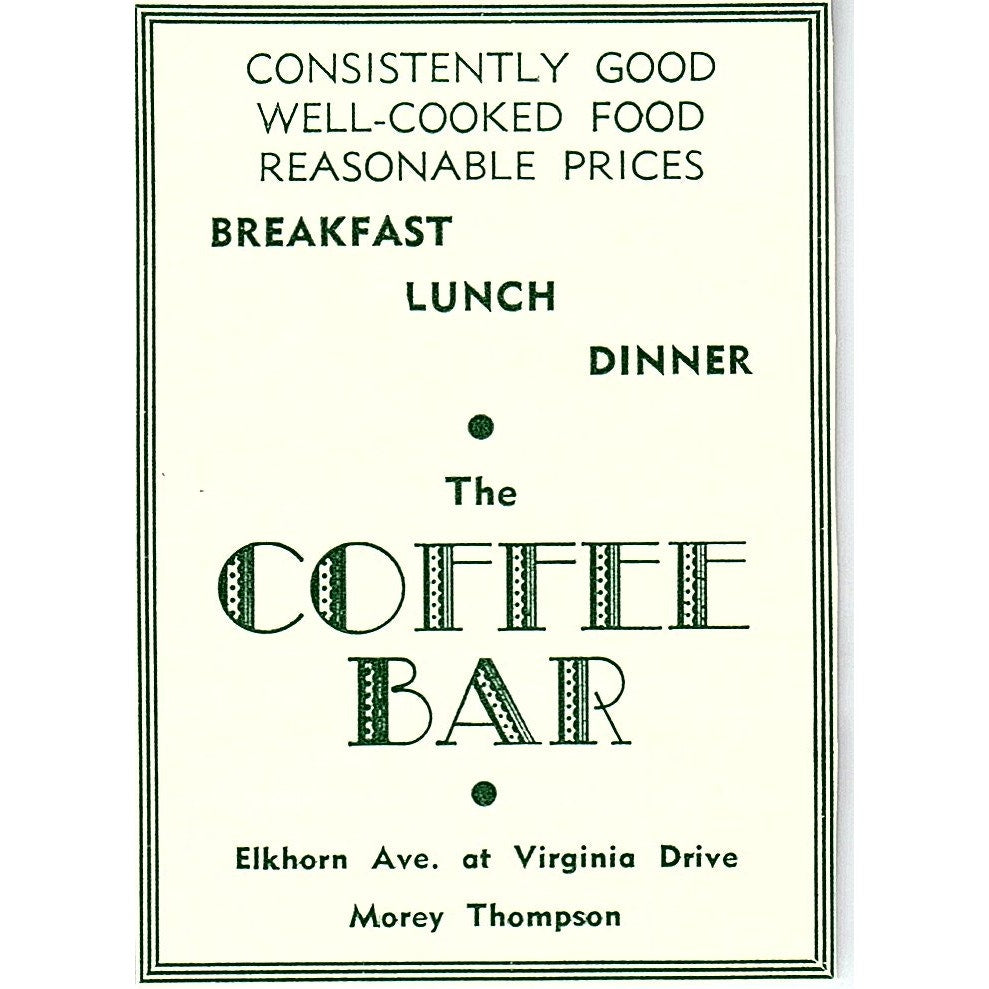 The Coffee Bar Morey Thompson, The Taffy Shop 1957 Estes Park CO Ad AG4-S10