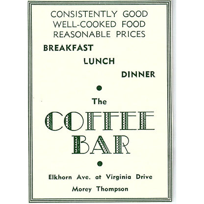 The Coffee Bar Morey Thompson, The Taffy Shop 1957 Estes Park CO Ad AG4-S10