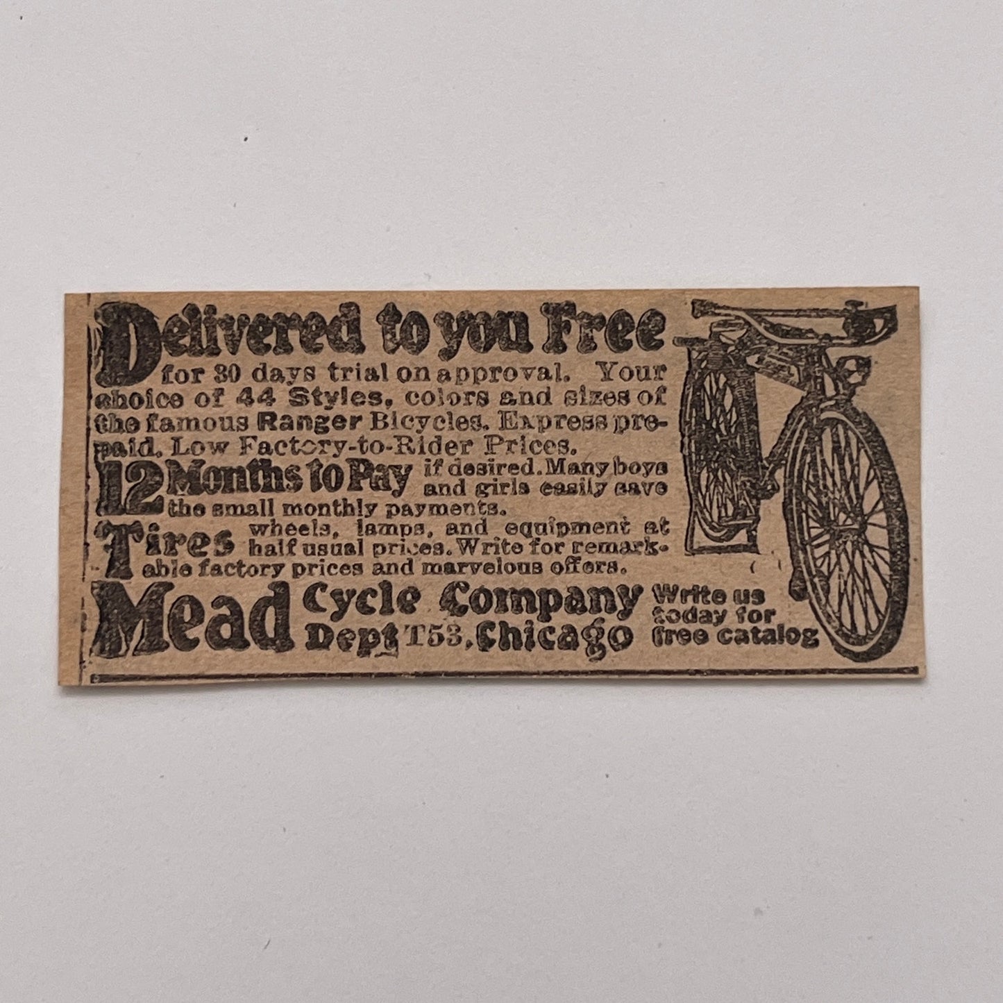 Mead Cycle Company Bicycles Chicago IL 1926 Ad AG3-S1