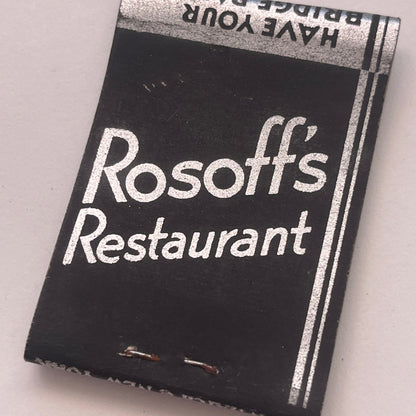 Rosoff's Restaurant 97 Summer St Boston Vintage Matchbook Cover TB8-MB2-9