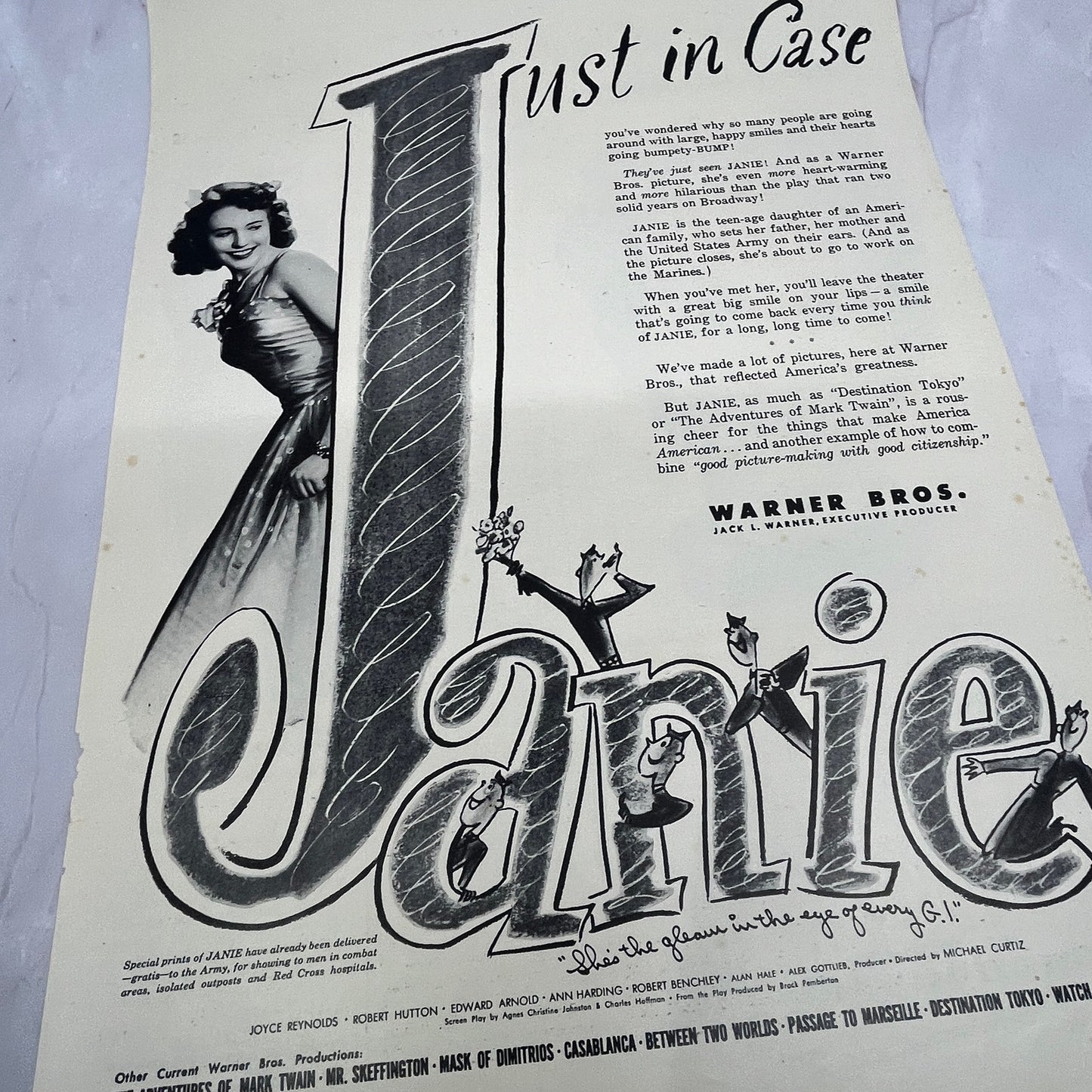 Janie Motion Picture Joyce Reynolds Robert Hutton Vintage Ad 10x13 V17