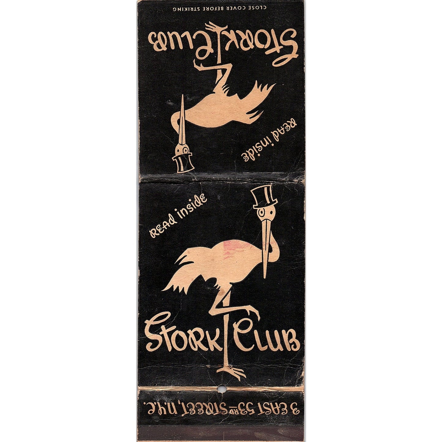 The Stork Club East 53rd St. New York Giant Matchbook Cover TH2-Y4