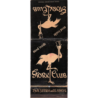 The Stork Club East 53rd St. New York Giant Matchbook Cover TH2-Y4