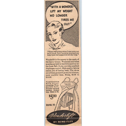 Nemo-Flex Wonderlift for Heavy Women 2x6" 1935 Minneapolis Journal Ad AE7-H1