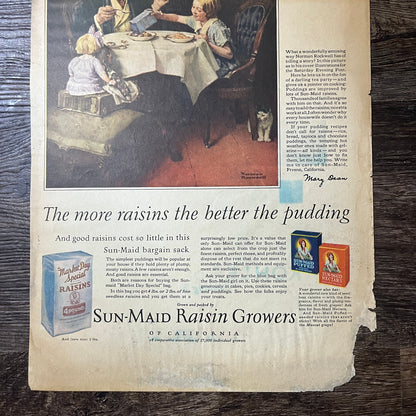 Sun-Maid Raisin Growers Norman Rockwell Vintage Magazine Ad 11x14 V9