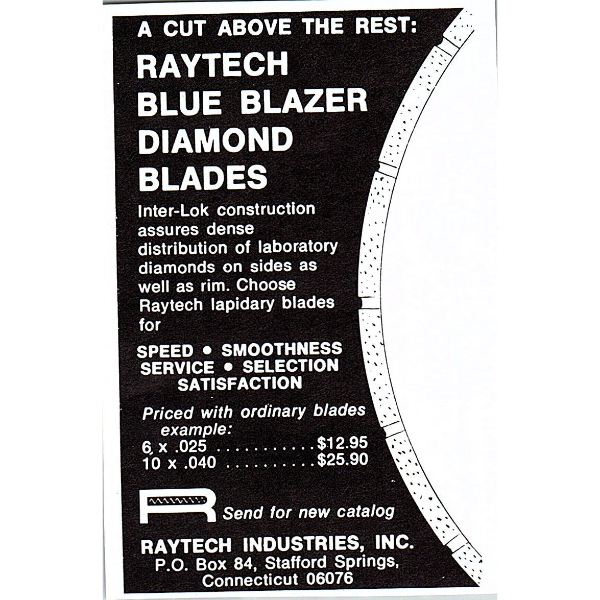 Raytech Industries Blue Blazer Diamond Blades Stafford Springs CT 1972 Ad AF8-M3