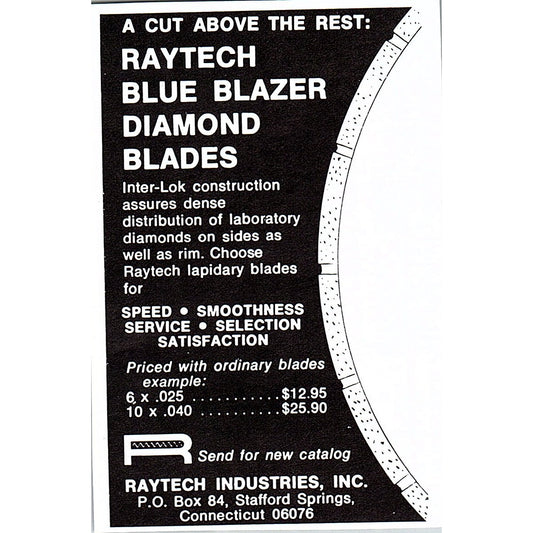 Raytech Industries Blue Blazer Diamond Blades Stafford Springs CT 1972 Ad AF8-M3