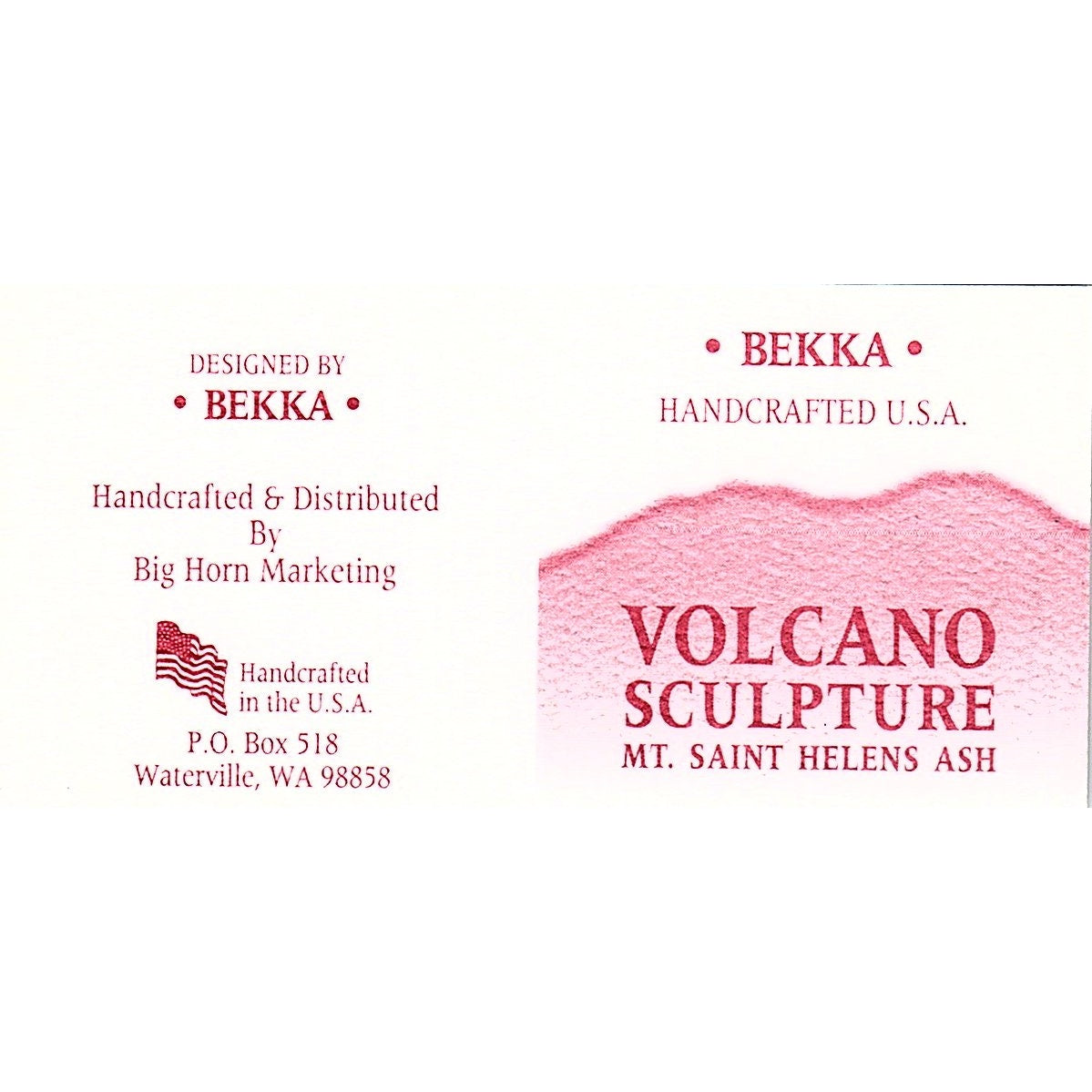 Volcano Sculpture by Bekka Mt Saint Helens Ash Waterville Business Card TH2-B1