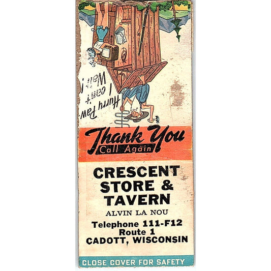 Crescent Store & Tavern Alvin La Nou Cadott WI Vintage Matchbook Cover SF3-Y5