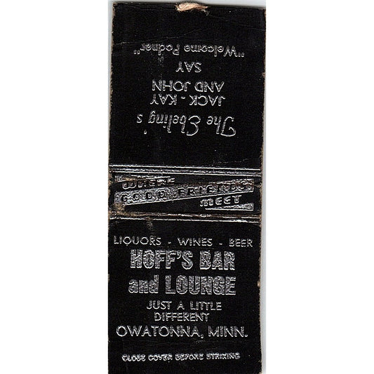 Hoff's Bar and Lounge Owatonna MN Jack Ebeling Vintage Matchbook Cover SC7-Y4