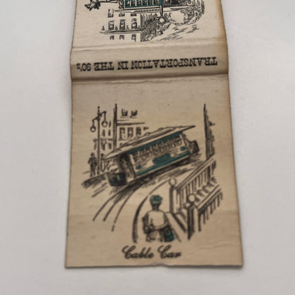 Cable Car Horse Drawn Trolley Transportation in the 80s Matchbook Cover TB8-MB-3