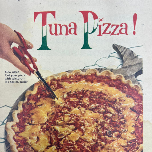 Tuna Pizza Recipe Fleischmanns Yeast 4.5x12 Vintage Magazine Advertisement FL6-6