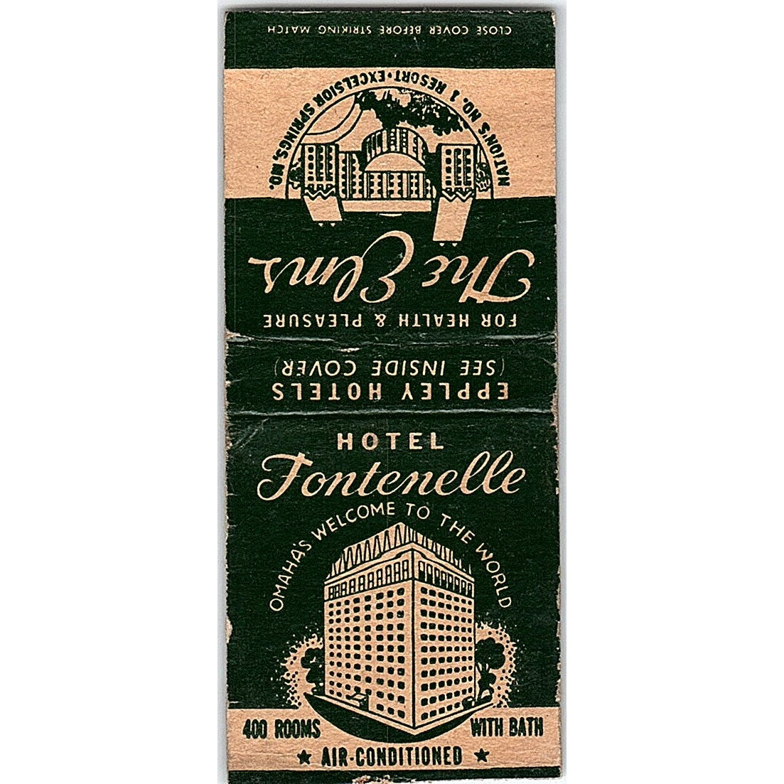 Hotel Fontenelle Omaha NE Vintage Matchbook Cover SC7-Y9