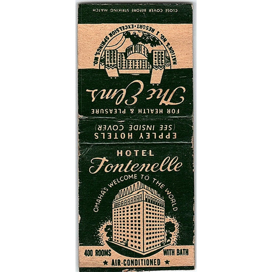 Hotel Fontenelle Omaha NE Vintage Matchbook Cover SC7-Y9