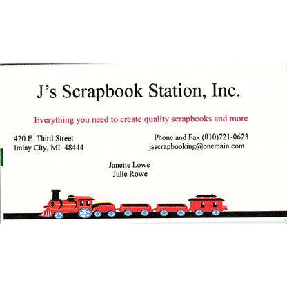J's Scrapbook Station Janette Lowe Julie Rowe Imlay City Business Card SC9-B11