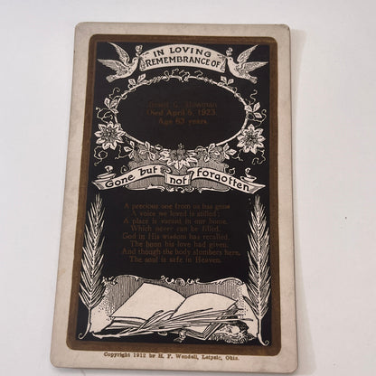 Dewitt C. Stowman 1923 Antique Victorian Memorial CDV Card H4-2