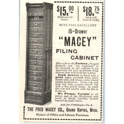 The Fred Macey Co Filing Cabinet Grand Rapids MI c1905 Advertisement AE7-A1