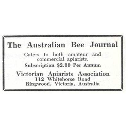 The Australian Bee Journal Ringwood Victoria Australia 1961 Magazine Ad AB6-S13