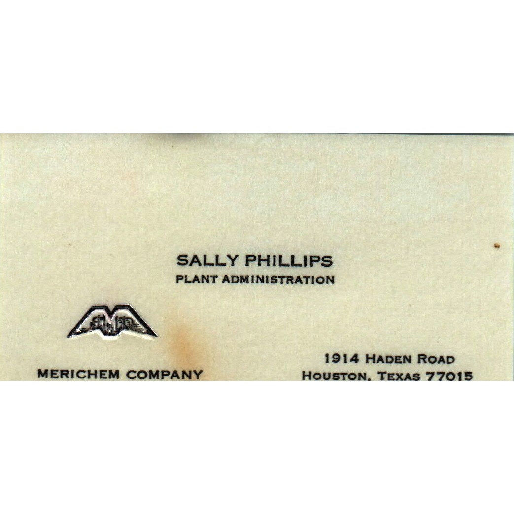 Sally Phillips Merichem Company Houston TX Vintage Business Card SE3-B9