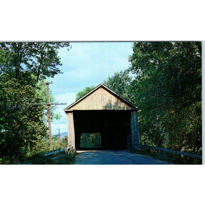 The Old Covered Bridge Brandon Vermont Vintage Postcard PD2