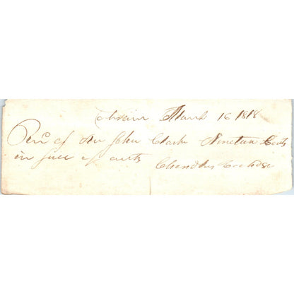 1818 Handwritten Receipt Colrain Massachusetts John Clark AE6-16