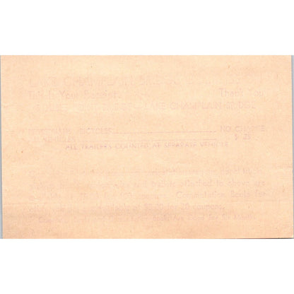 1965 Lake Champlain Bridge Commission Toll Rate Card Crown Point NY AE2