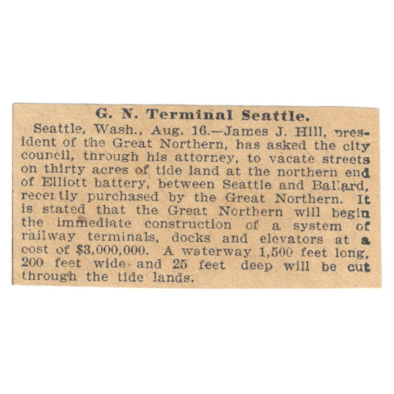 James J. Hill New Great Northern RR Terminal St. Paul 1898 Newspaper Ad AF2-S5