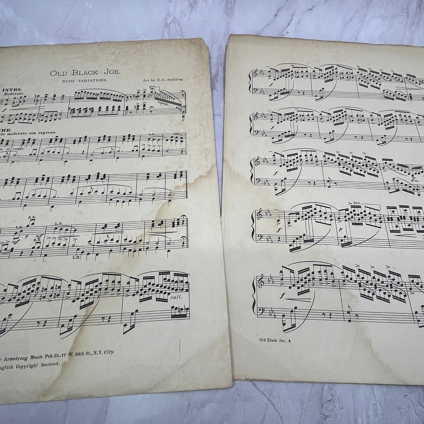 Old Black Joe Stephen Foster E.G. Snelling 1905 Sheet Music V16