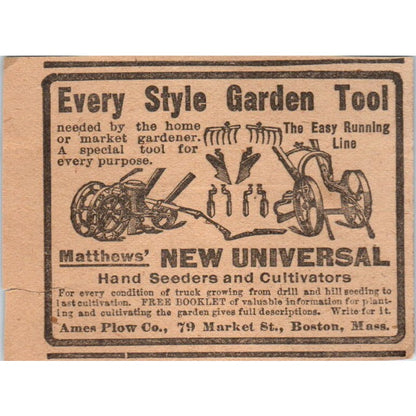 Ames Plow Co Garden Tools Boston MA 1905 Magazine Ad AF1-NH3