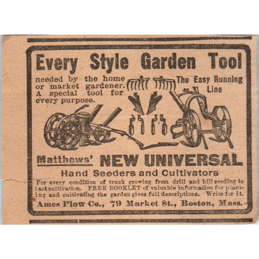 Ames Plow Co Garden Tools Boston MA 1905 Magazine Ad AF1-NH3