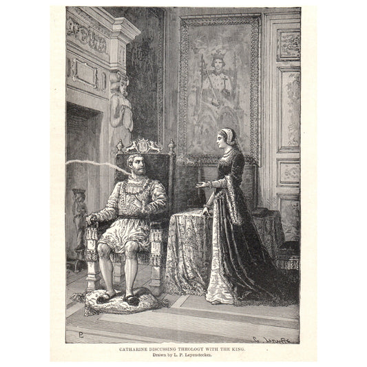 Catharine Discussing Theology With the King 1911 Engraving Print AF5-11