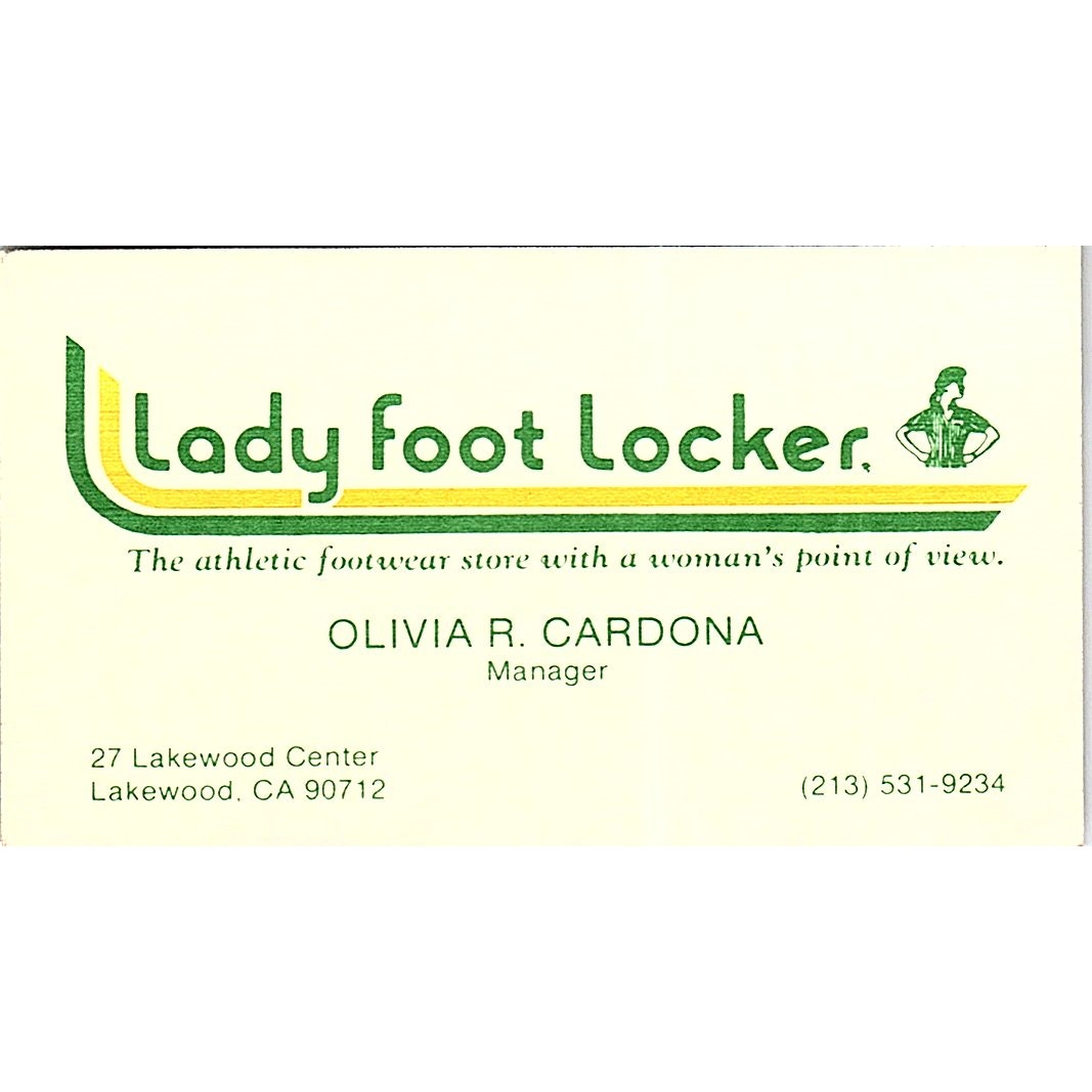 Olivia R Cardona Lady Foot Locker Lakewood CA Vintage Business Card SC9-B7