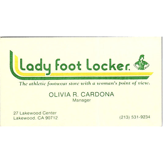 Olivia R Cardona Lady Foot Locker Lakewood CA Vintage Business Card SC9-B7