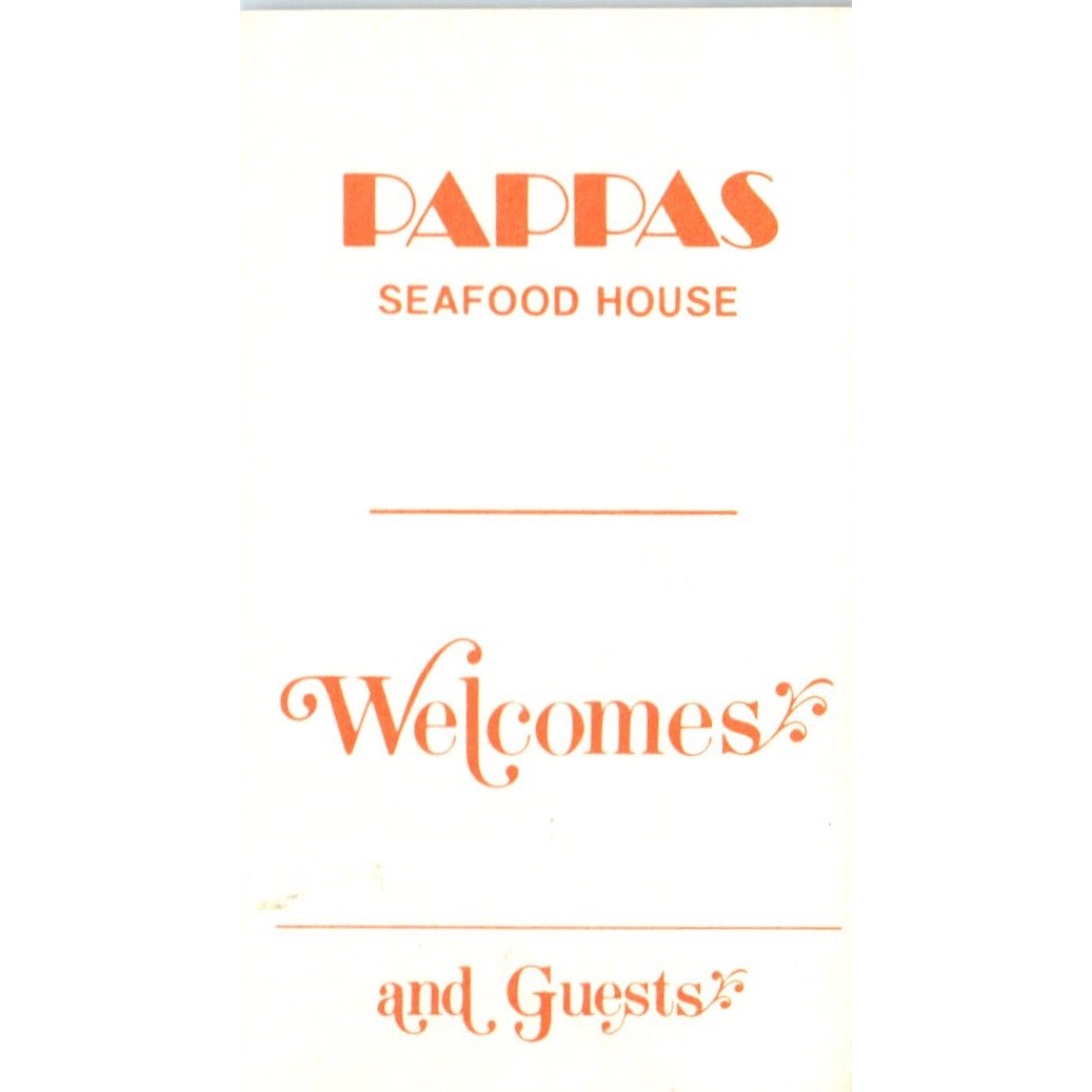 Pappas Seafood House Vintage Business Card SD8-B6