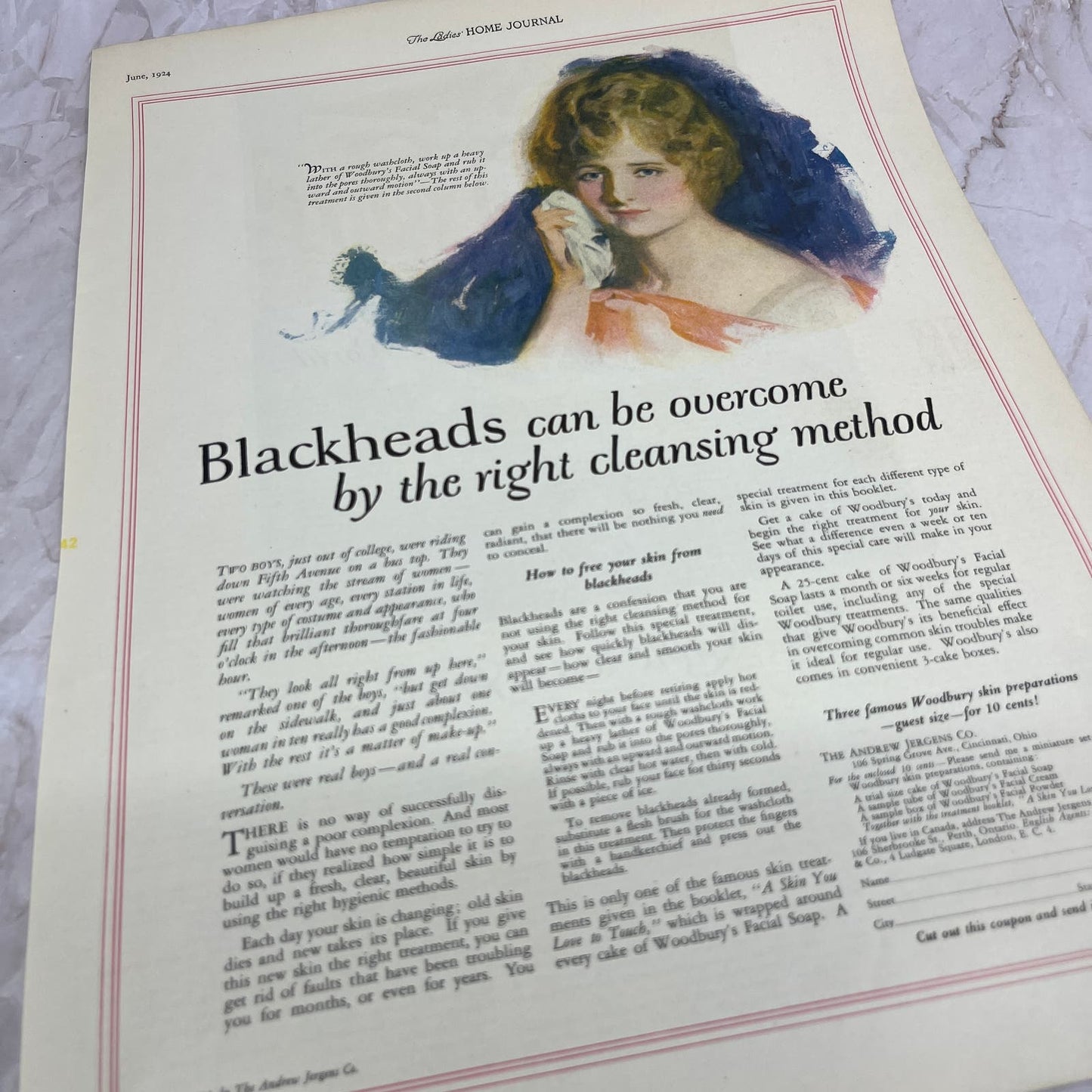 Blackheads Woodbury Skin Preparation Andrew Jergens Co Cincinnati 1924 Ad FL6-11