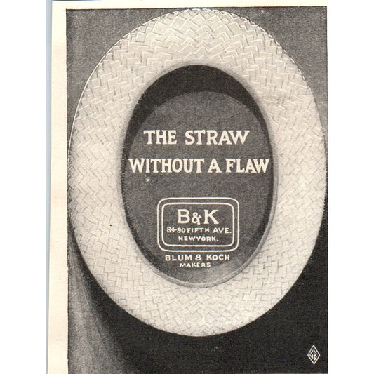 Blum & Koch Straw Hats NY c1905 Original Magazine Advertisement AE7-A3